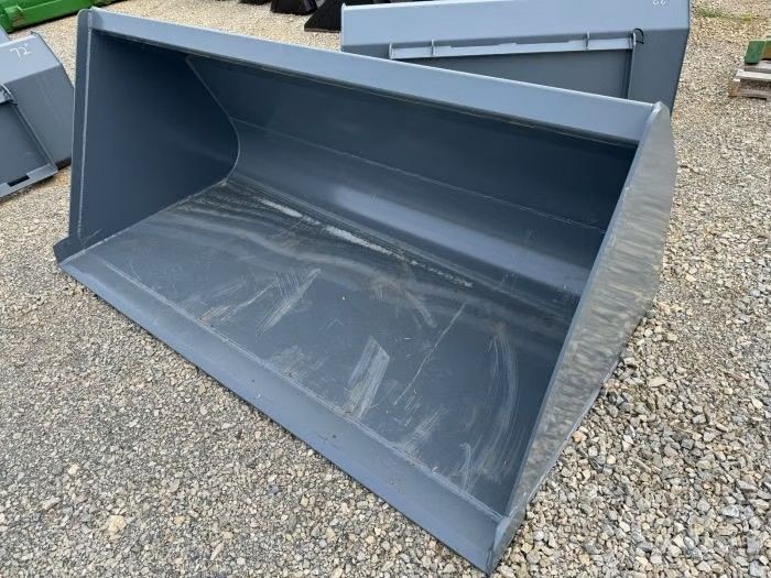 Gray 84" telehandler bucket with universal QA